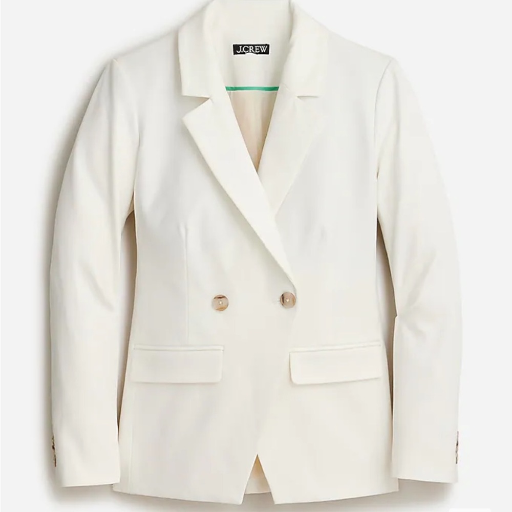 J.Crew Devon Blazer in Bi-stretch Cotton Blend Ivory Petite 00P NWT